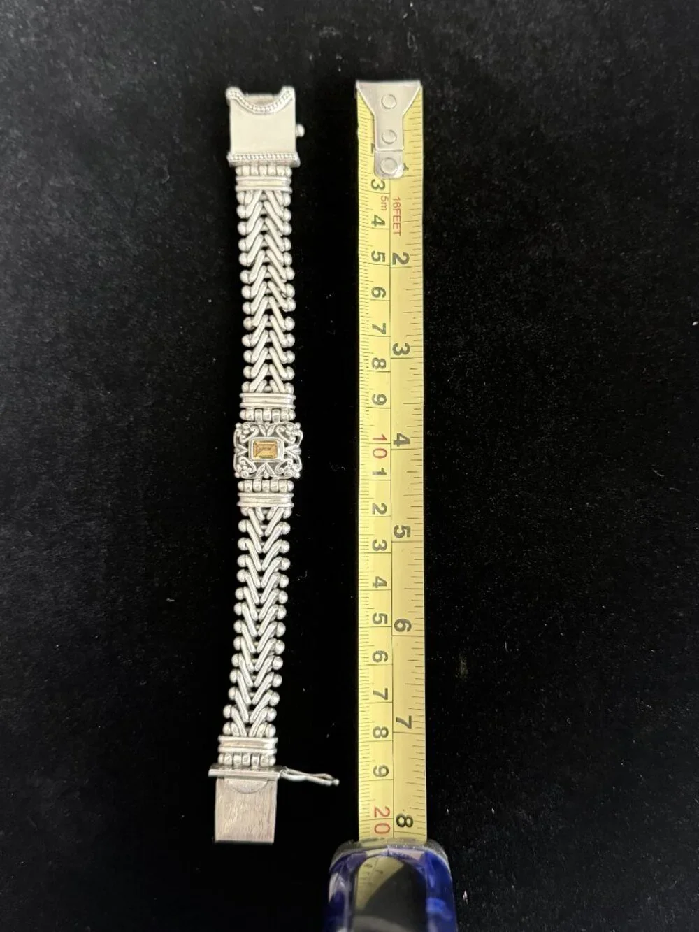 BALINESE STERLING SILVER WOVEN CHAIN LINK WITH CITRINE BRACELET